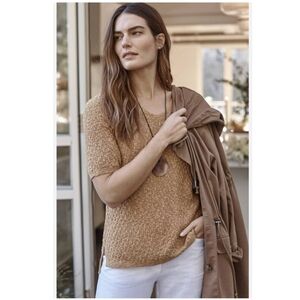 J Jill Dimensional Elbow Sleeve Short Sleeve Knit Sweater Size Large
